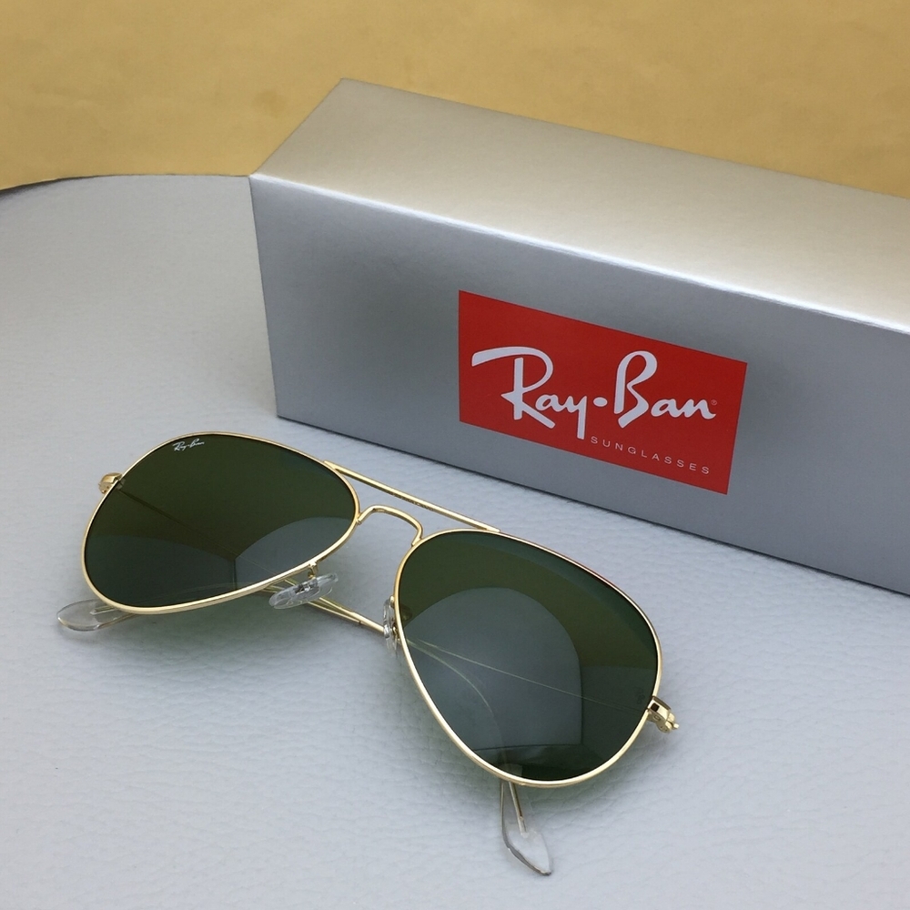 LIKE NEW RayBan Aviator RB3025 Green Lens Ray ban Sunglasses - Picture 6 of 14